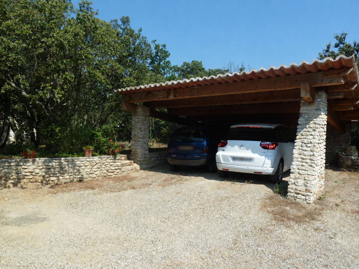 Covered, shaded private parking